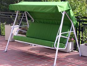 Columpios de caño con toldo y almohadones - Tapizado Verde Botella