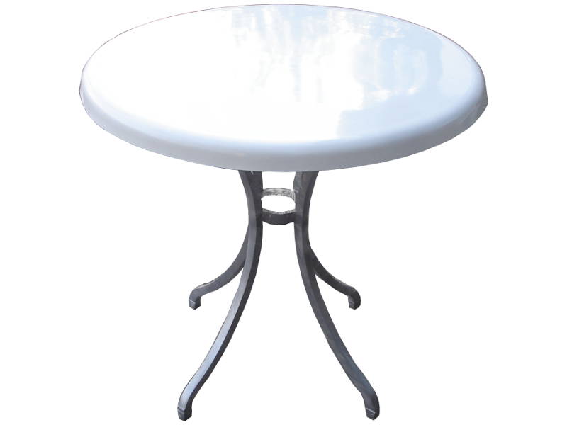 Mesa con base Malibu y tapa de fibra de vidrio clasica de 80 cm de diámetro