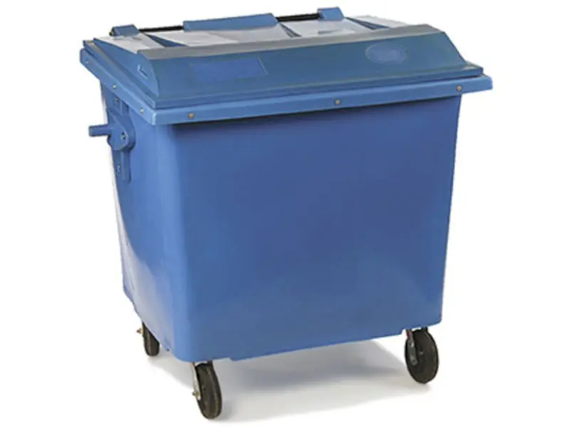 Contenedor plástico para residuos con tapa y ruedas - Capacidad 1000 litros