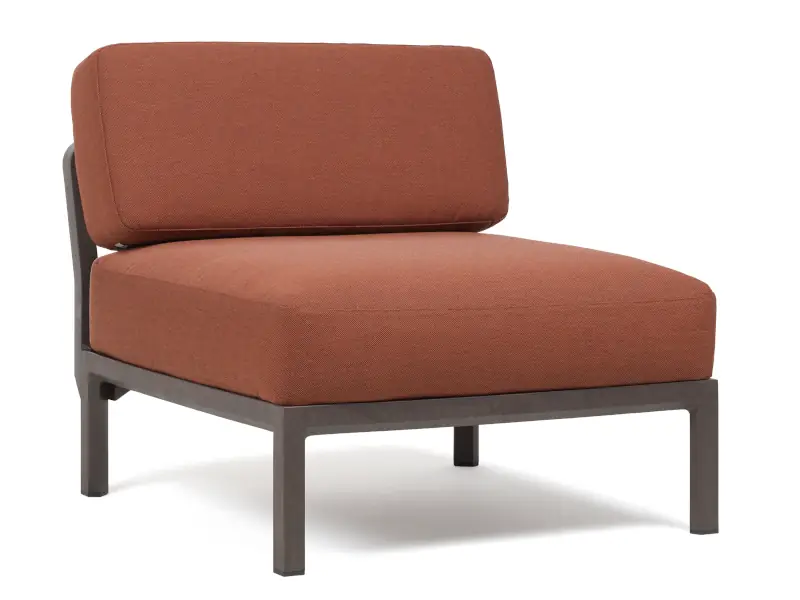 Sillón Maximo sin apoya brazos de Nardi color Terra con almohadones Cannella