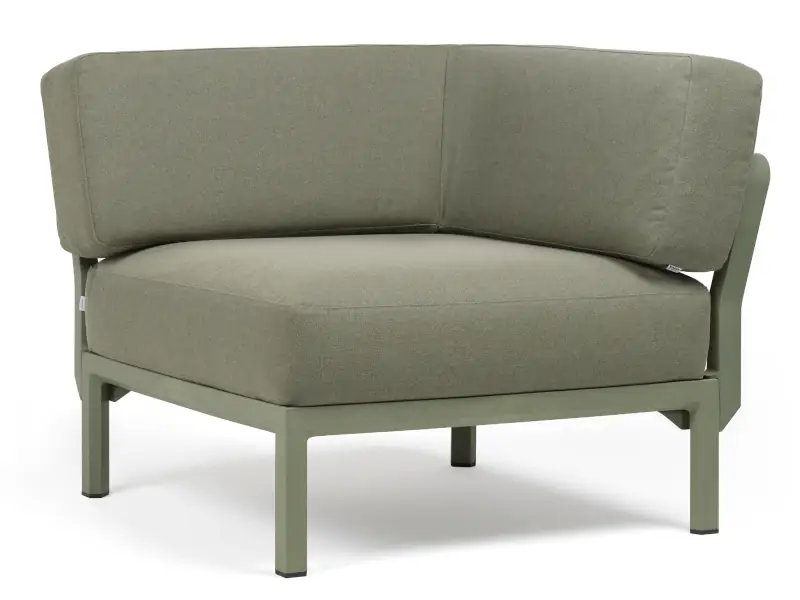 Sillón Maximo Módulo Esquinero con respaldo en 2 laterales (sin apoya brazos) de Nardi color Cactus con almohadones Timo