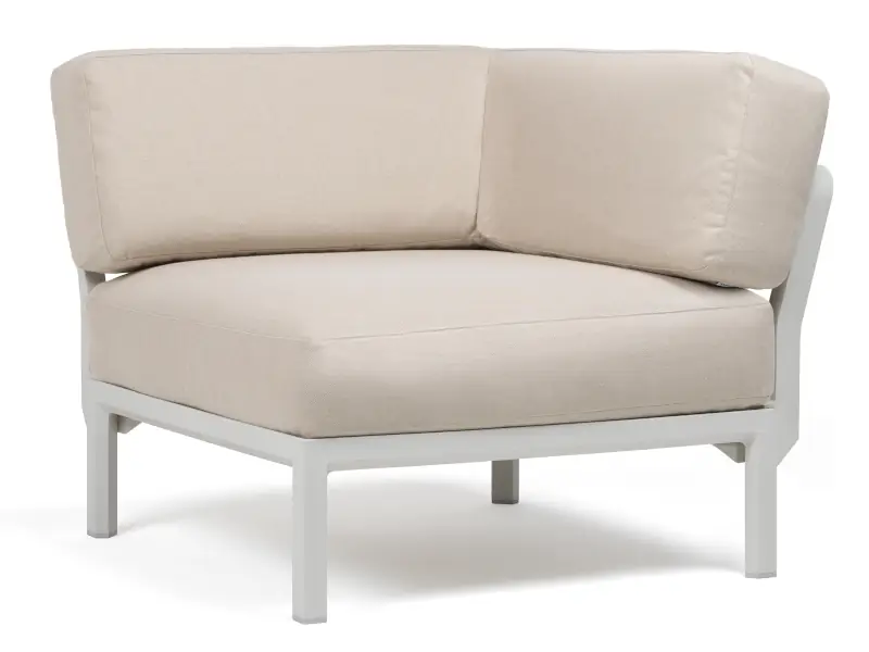 Sillón Maximo Módulo Esquinero con respaldo en 2 laterales (sin apoya brazos) de Nardi color Gesso con almohadones Perla