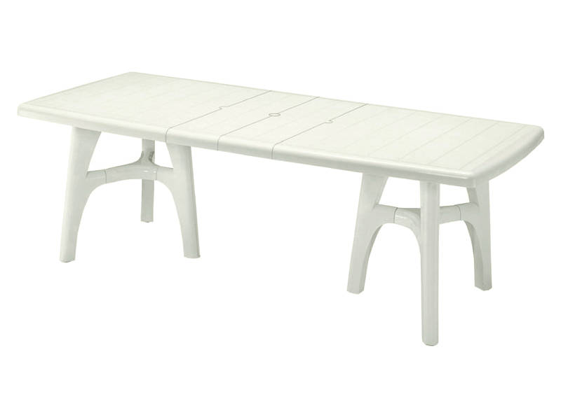 Mesa extensible de resina Italiana de 170/195/220x95 cm. Muy firme con patas tripode unido para reforzar