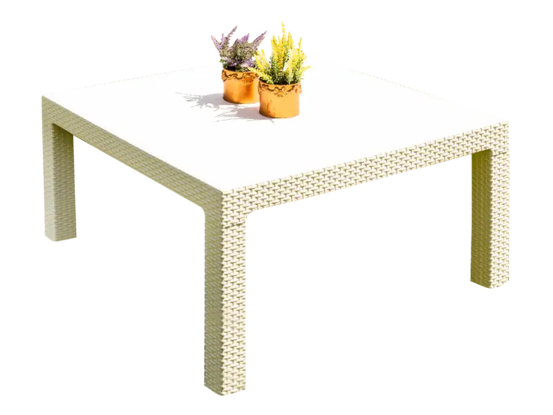 Mesa de resina de 90x90x46 cm.