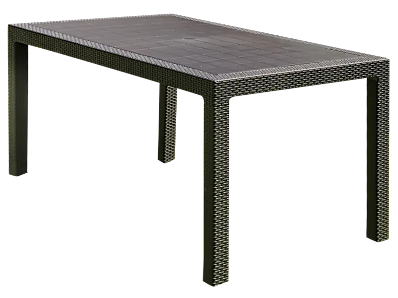 Mesa rectangular de 150x90 cm simil ratán con tablero plástico