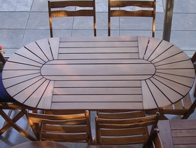 Mesa rebatible con pata recta - Oval doble abanico